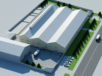 Industrial Buildings Low-poly 3D model Low-poly 3D model
