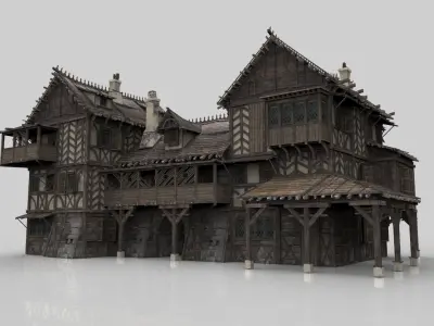 Medieval house fantasy 19 Low-poly 3D model
