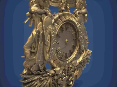 Carved clock for 3D printing and CNC 3D print model 23