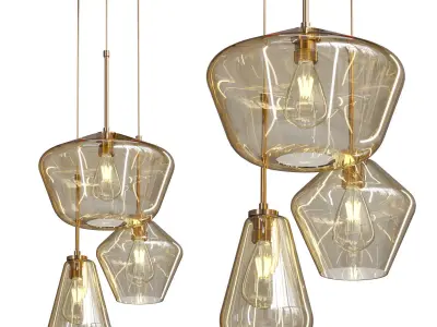Modern Simple Glass Pendant Light Bedroom Bar 3D model