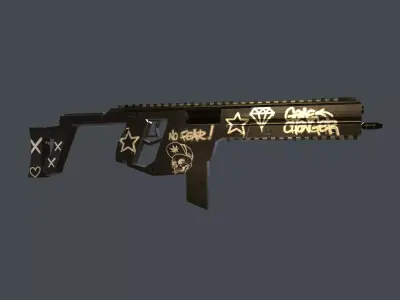 Weapon with graffiti Low-poly 3D model