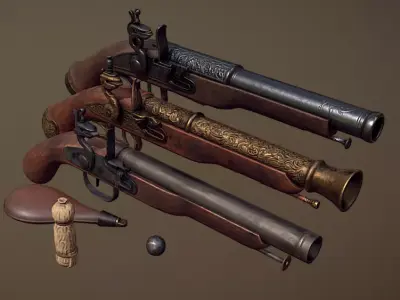 Flintlock Pistols 3D model