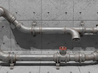 Game-Ready Modular Pipes Asset Low-poly 3D model