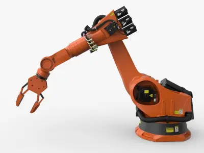 KUKA 210 2 Cinema 4D Rigged industrial robotic arm 3D model