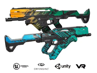 Sci-Fi SMG Raptor and Sea Breeze Low-poly 3D model
