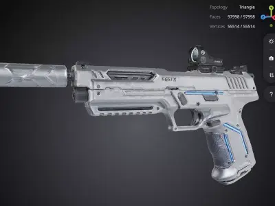 Silver Pistol 3D model