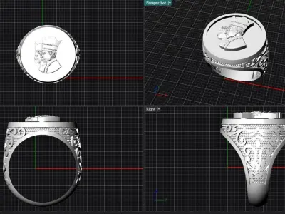 Gold ring pahlavi 3D print model