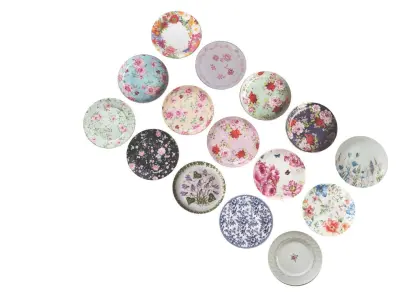 Floral Plates Set 3D model