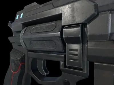Scifi HandCannon Type A - Low Poly model for games Low-poly 3D model