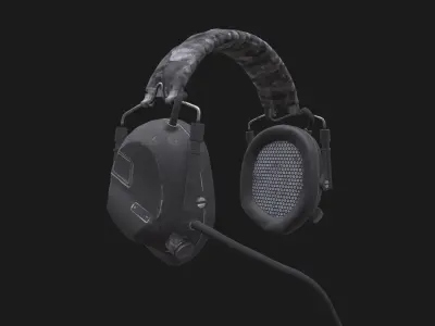 Headset Low-Poly on mannequin head Low-poly 3D model