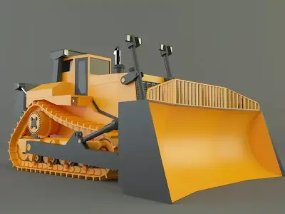 yellow bulldozer work machine 3D model