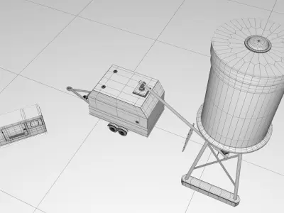 Concrete tanker with concrete cart and a generator in addition  3D model