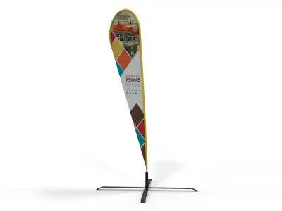 Teardrop Banner Flag 220cm - Commercial Display 3D model