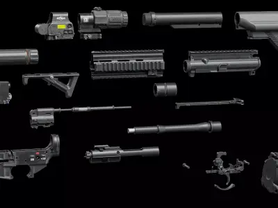 AR 15 Modular Tactical Assault Rifle HK416 Low-poly 3D model