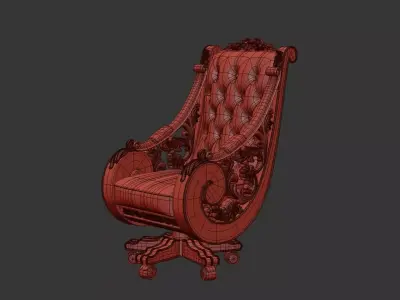 Classic Royal Carved Armchair 3D model