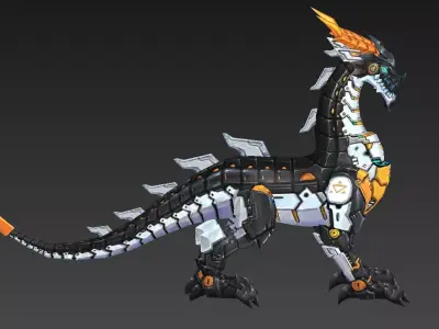Mechanical Dragon Low-poly 3D model