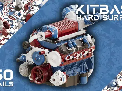 Hard Surface Sci-Fi Kitbash Bundle Mechanical Parts Low-poly 3D model
