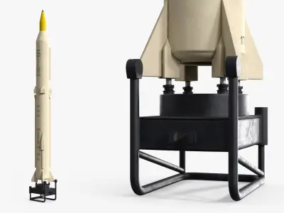  Sejjil Ballistic Missile on Launch Pad 
