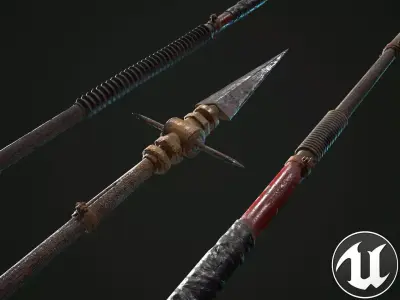 Spear pair of swords Low-poly 3D model