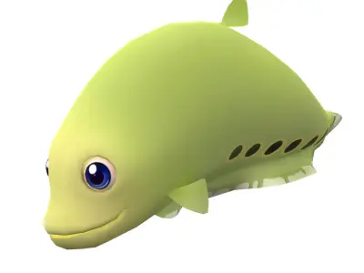 Clown Feather Back fish animated Low-poly 3D model