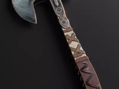 Battle Axe Low-poly 3D model 7