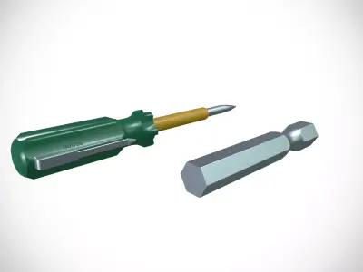 Screwdriver Low-poly 3D model 4
