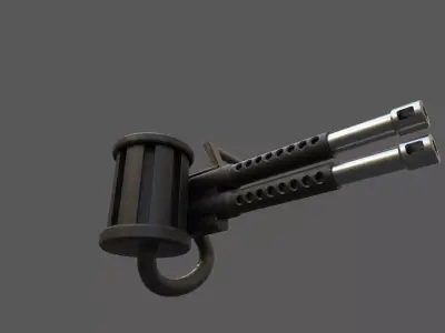 Heavy gameready minigun Low-poly 3D model