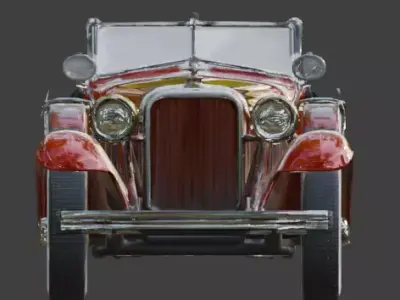 Vintage 1920s Ruby Red Luxury Phaeton 3D Model Low-poly 3D model