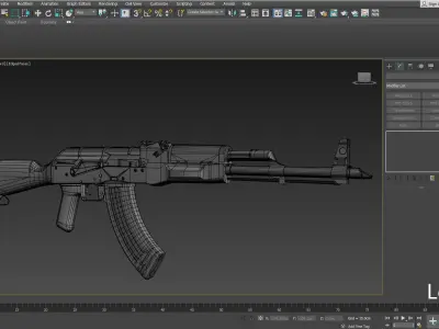 Low poly AK-47 with high resolution model and PBR textures Low-poly 3D model
