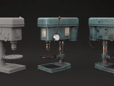 Drill Press  Low-poly 3D model