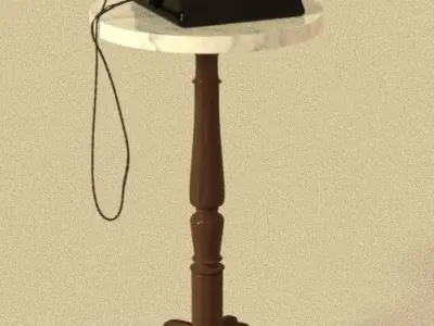 Vintage Rotary Phone with Marble Table 3D model
