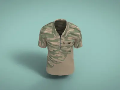 Military Outfit - T-shirt Low-poly 3D model 35