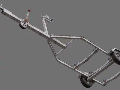 Boat Trailer 1B Low-poly 3D model
