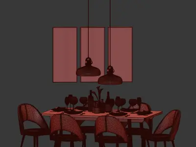 Dinning Set 16 3D model