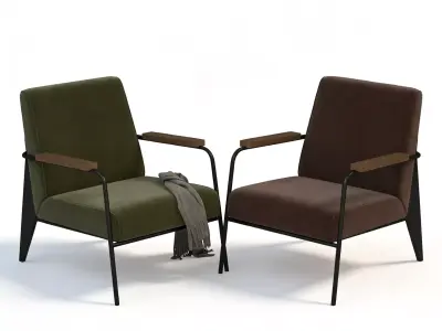 Modern Metal Frame Lounge Armchair Fabric Leisure Chair 3D Model 3D model