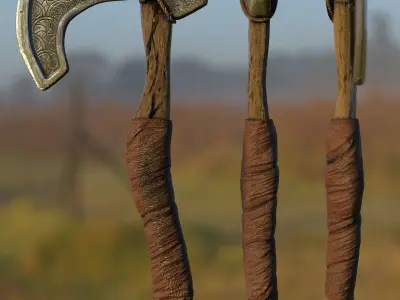 Game Ready Scandinavian Axe Melee Weapon Low-poly 3D model