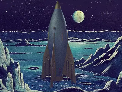 Rocketship V2 1950s style Free low-poly 3D model