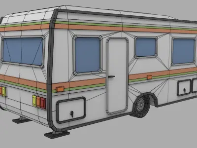 Caravan - Low Poly camper trailer Low-poly 3D model