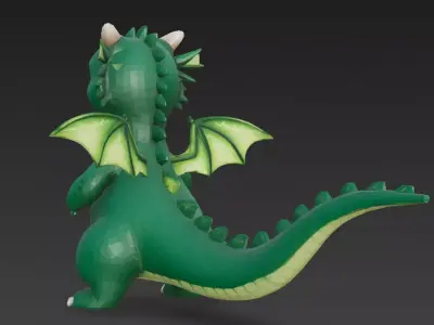 Cartoon Green Dragon 3D Model Low-poly 3D model