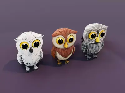 Cartoon Owl Animated 3D Models Low-poly 3D model