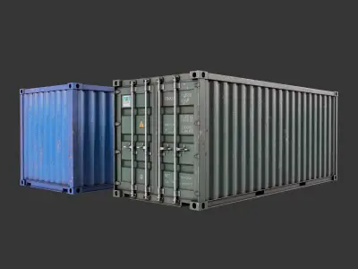 20 Feet Container Low-poly 3d model Low-poly 3D model