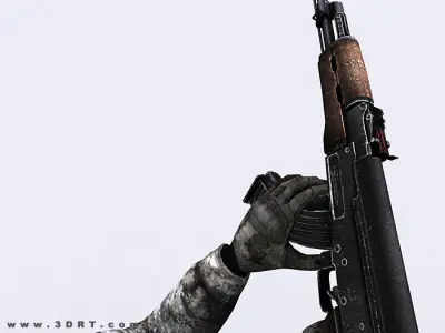 3DRT-Modern firearms animated pack Low-poly 3D model