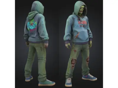 Stylized Hoodie Zombie Low-poly 3D model