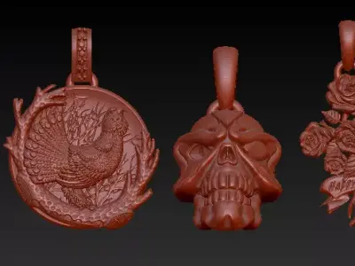 Antique Skull Pendant  Gothic Warrior Relic 3D Print STL 3D print model purchase