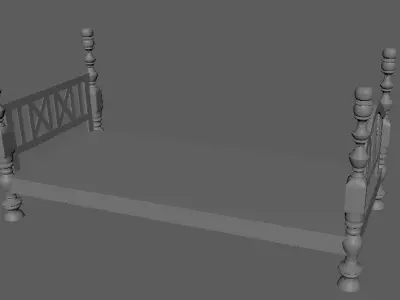 Bed frame antique Free 3D model
