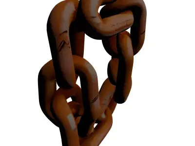 Industrial Orange Metal Chain Link 3D model