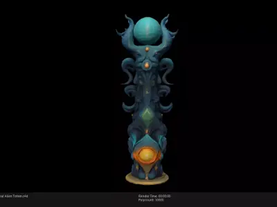 Low Poly Stylized Etheral Alien Totem Low-poly 3D model
