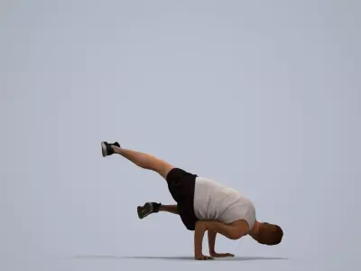 00077Nash002 - Adult Caucasian man crouching during exercise in 3D model