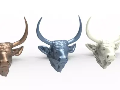 Narnian bull stone head low poly Low-poly 3D model