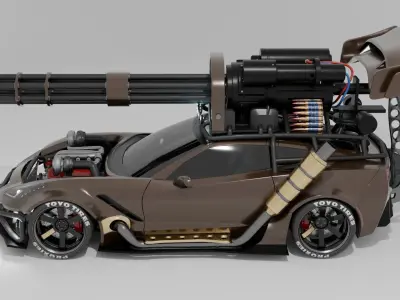 Battle Car Animation Free 3D model
